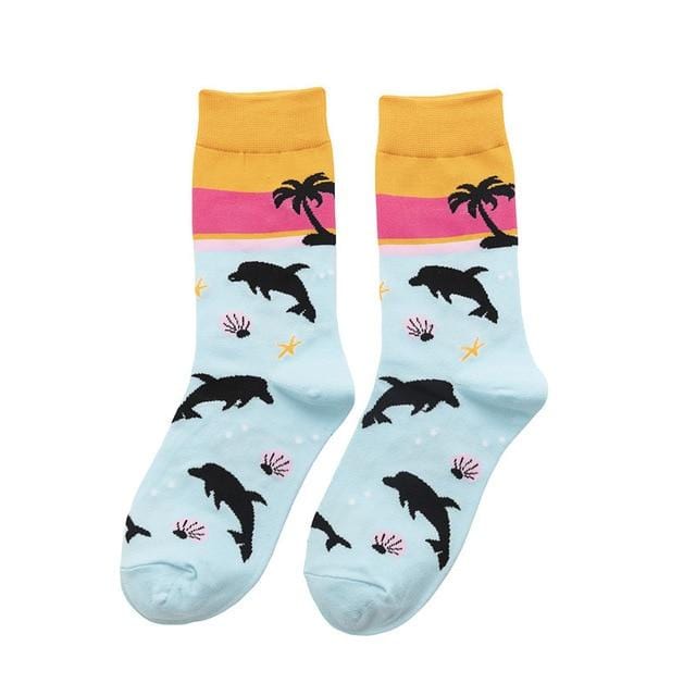 Hot Sale Colorful Women's Cotton Crew Socks Funny Banana Cat Animal Pattern Creative Ladies Novelty Socks For Gifts