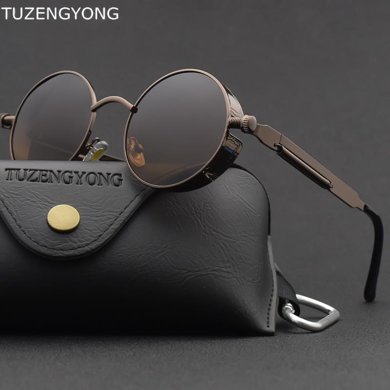 Classic Gothic Steampunk Sunglasses Polarized Men Women Brand Designer Vintage Round Metal Frame Sun Glasses High Quality UV400