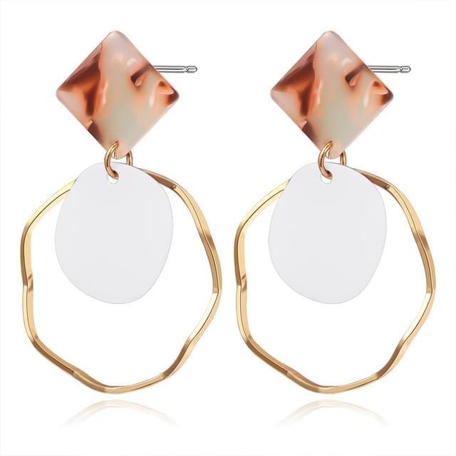 X&P New Korean Heart Statement Drop Earrings 2019 for Women Fashion Vintage Geometric Acrylic Dangle Hanging Earring Jewelry