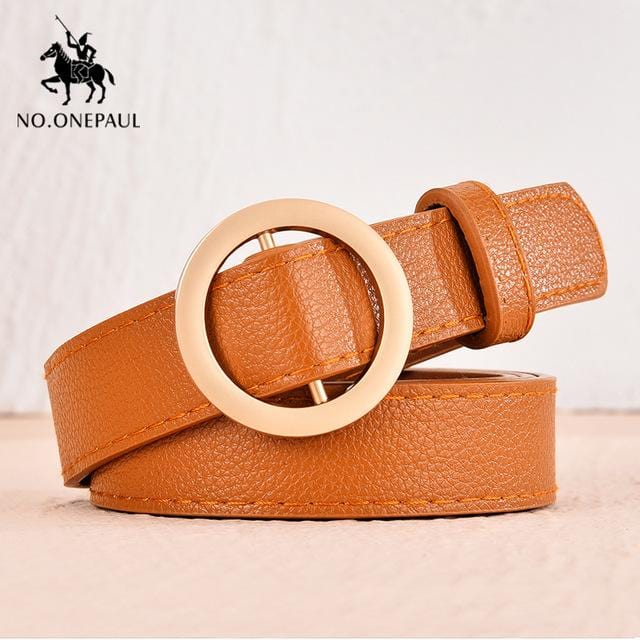 NO.ONEPAUL Designer's famous brand leatherhigh quality belt fashion alloy double ring circle buckle girl jeans dress wild belts