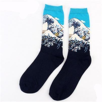 Autumn Winter NEW 3D Retro Personality Art Socks Unisex Women Men Funny Novelty Starry Night Vintage Socks Oil Happy Socks HOT