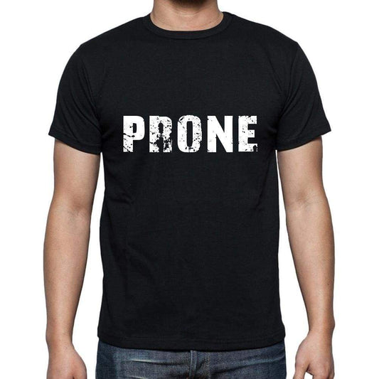 Prone Mens Short Sleeve Round Neck T-Shirt 5 Letters Black Word 00006 - Casual
