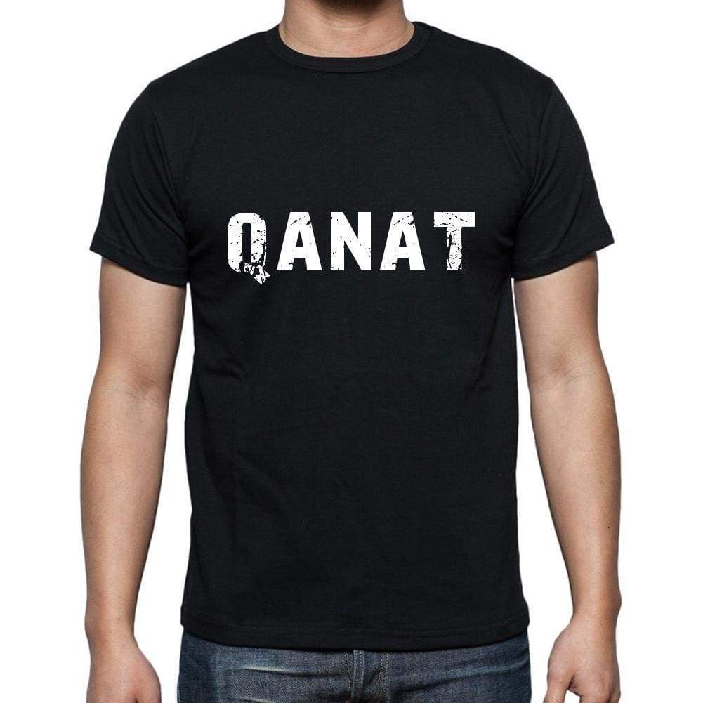 Qanat Mens Short Sleeve Round Neck T-Shirt 5 Letters Black Word 00006 - Casual