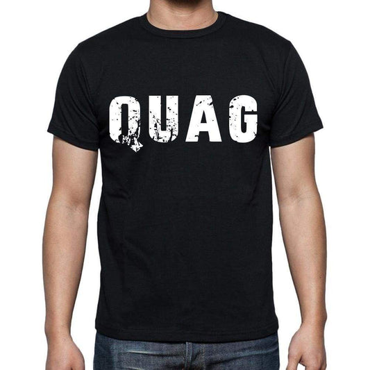 Quag Mens Short Sleeve Round Neck T-Shirt 4 Letters Black - Casual