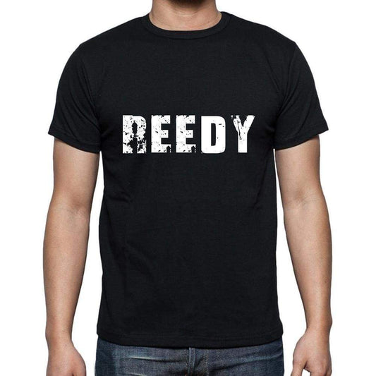 reedy Men's Short Sleeve Round Neck T-shirt , 5 letters Black , word 00006 - Ultrabasic