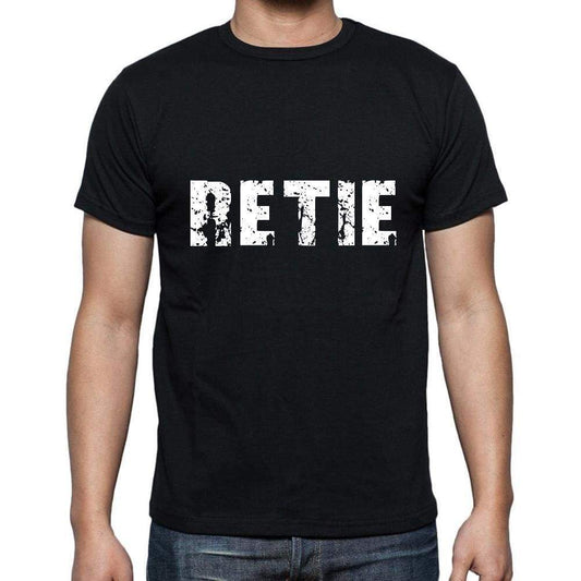 Retie Mens Short Sleeve Round Neck T-Shirt 5 Letters Black Word 00006 - Casual