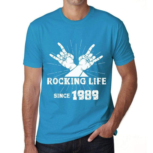 Rocking Life Since 1989 Mens T-Shirt Blue Birthday Gift 00421 - Blue / Xs - Casual
