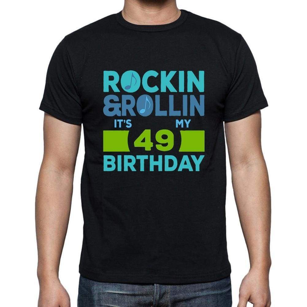 Rockin&rollin 49 Black Mens Short Sleeve Round Neck T-Shirt Gift T-Shirt 00340 - Black / S - Casual