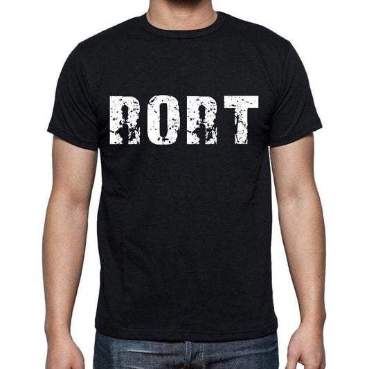 Rort Mens Short Sleeve Round Neck T-Shirt 4 Letters Black - Casual