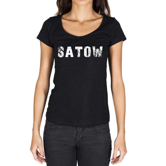 Satow German Cities Black Womens Short Sleeve Round Neck T-Shirt 00002 - Casual
