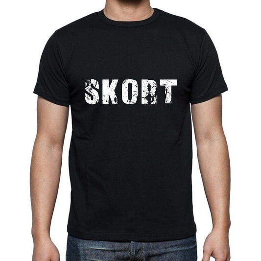 Skort Mens Short Sleeve Round Neck T-Shirt 5 Letters Black Word 00006 - Casual