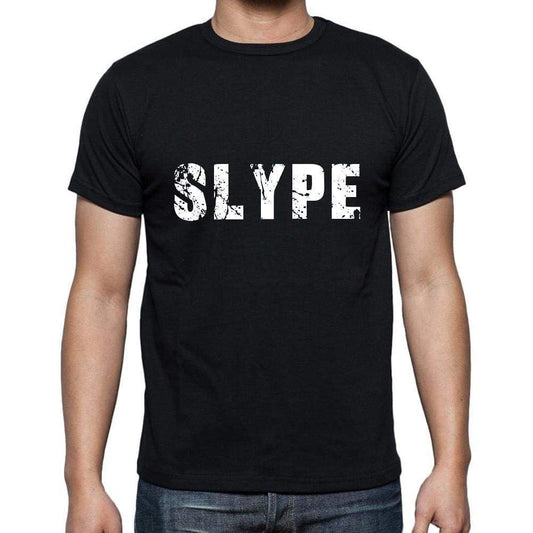 Slype Mens Short Sleeve Round Neck T-Shirt 5 Letters Black Word 00006 - Casual