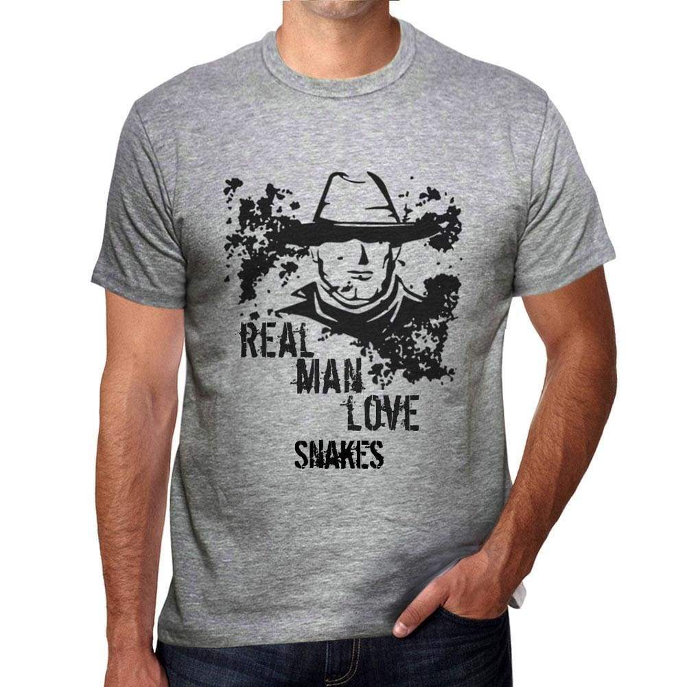 Snakes Real Men Love Snakes Mens T Shirt Grey Birthday Gift 00540 - Grey / S - Casual