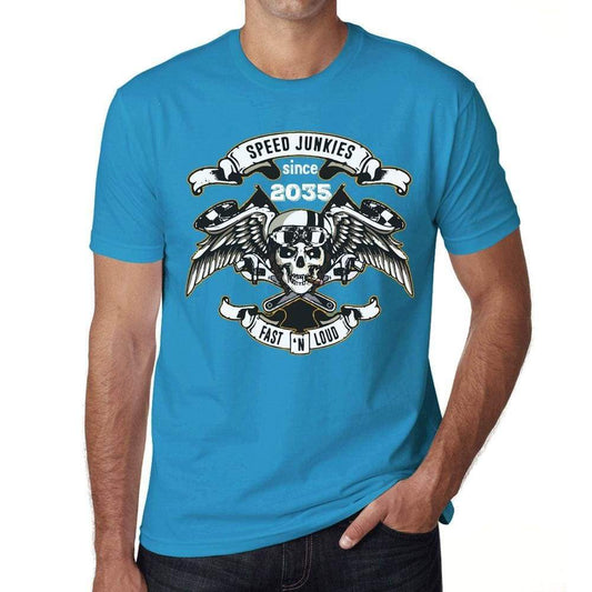 Speed Junkies Since 2035 Mens T-Shirt Blue Birthday Gift 00464 - Blue / Xs - Casual