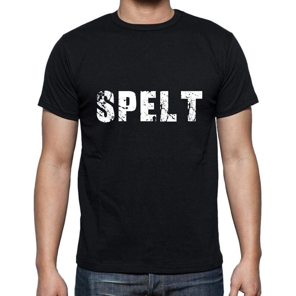 Spelt Mens Short Sleeve Round Neck T-Shirt 5 Letters Black Word 00006 - Casual