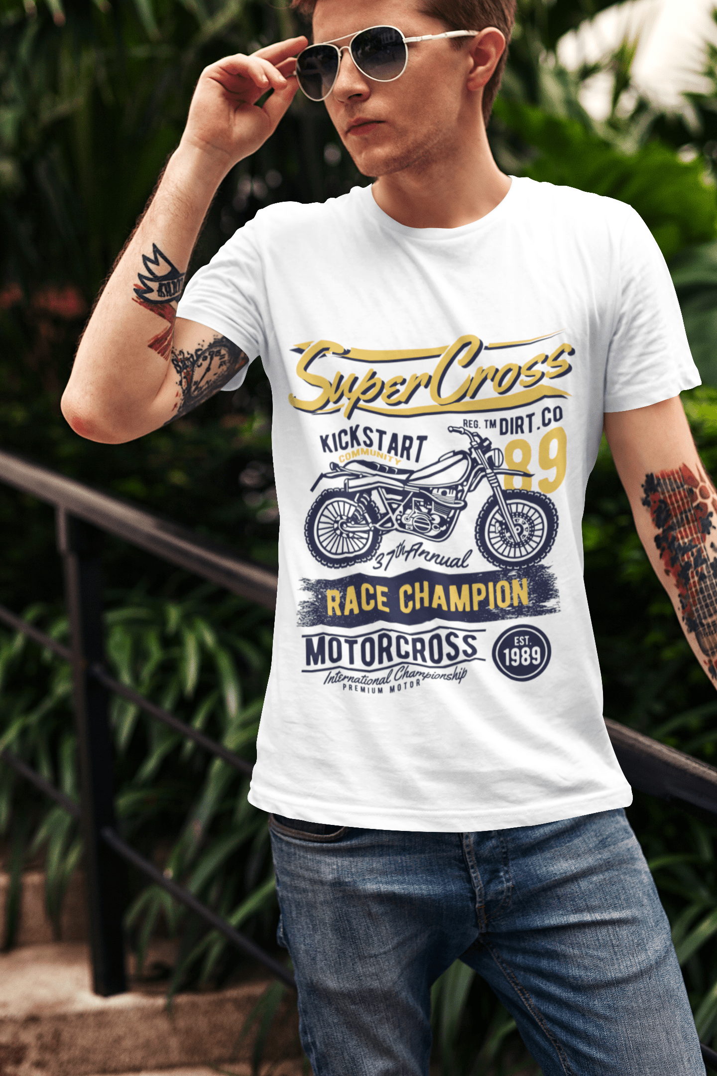 ULTRABASIC Men's Graphic T-Shirt Super Cross - 37th Annual Race Champion