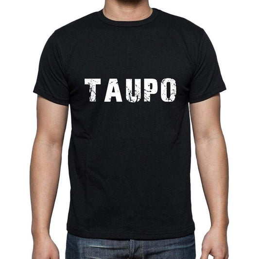 Taupo Mens Short Sleeve Round Neck T-Shirt 5 Letters Black Word 00006 - Casual