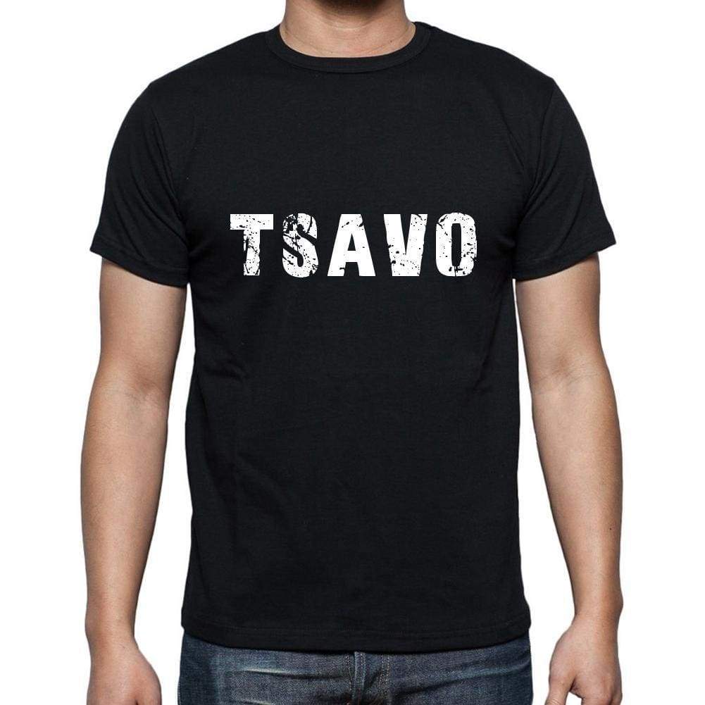 Tsavo Mens Short Sleeve Round Neck T-Shirt 5 Letters Black Word 00006 - Casual