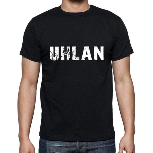 Uhlan Mens Short Sleeve Round Neck T-Shirt 5 Letters Black Word 00006 - Casual