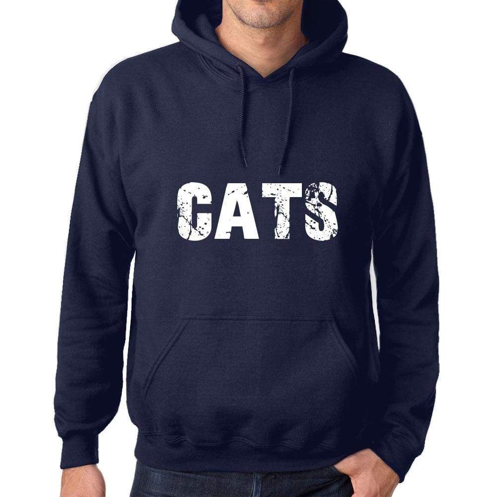 Unisex Printed Graphic Cotton Hoodie Popular Words Cats French Navy - French Navy / Xs / Cotton - Hoodies