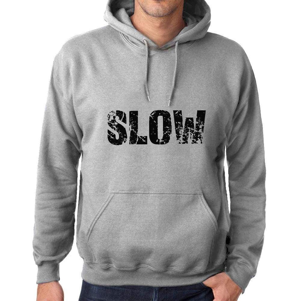 Unisex Printed Graphic Cotton Hoodie Popular Words Slow Grey Marl - Grey Marl / Xs / Cotton - Hoodies