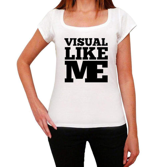Visual Like Me White Womens Short Sleeve Round Neck T-Shirt - White / Xs - Casual