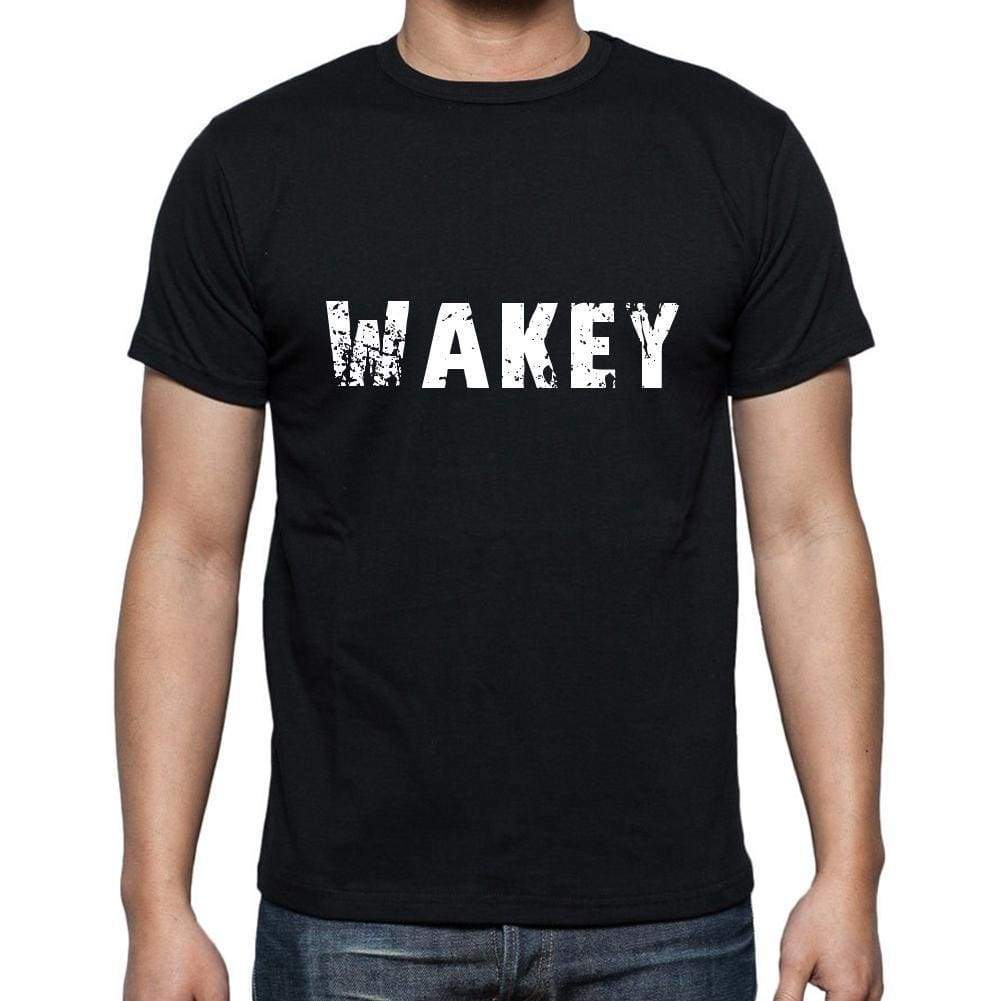 Wakey Mens Short Sleeve Round Neck T-Shirt 5 Letters Black Word 00006 - Casual