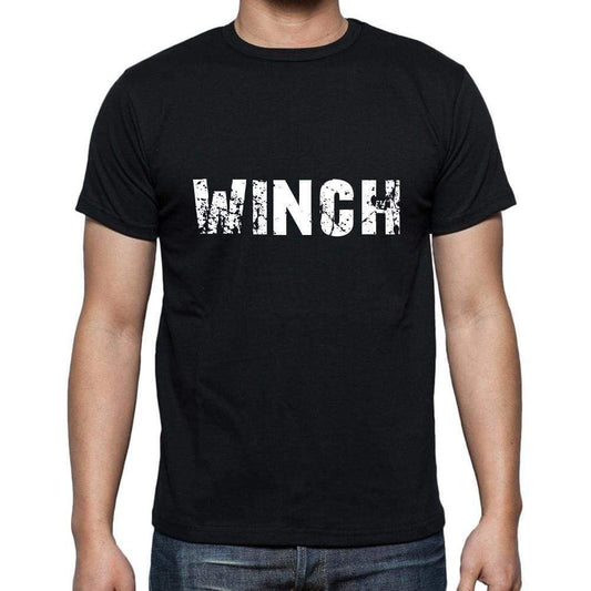 winch Men's Short Sleeve Round Neck T-shirt , 5 letters Black , word 00006 - Ultrabasic
