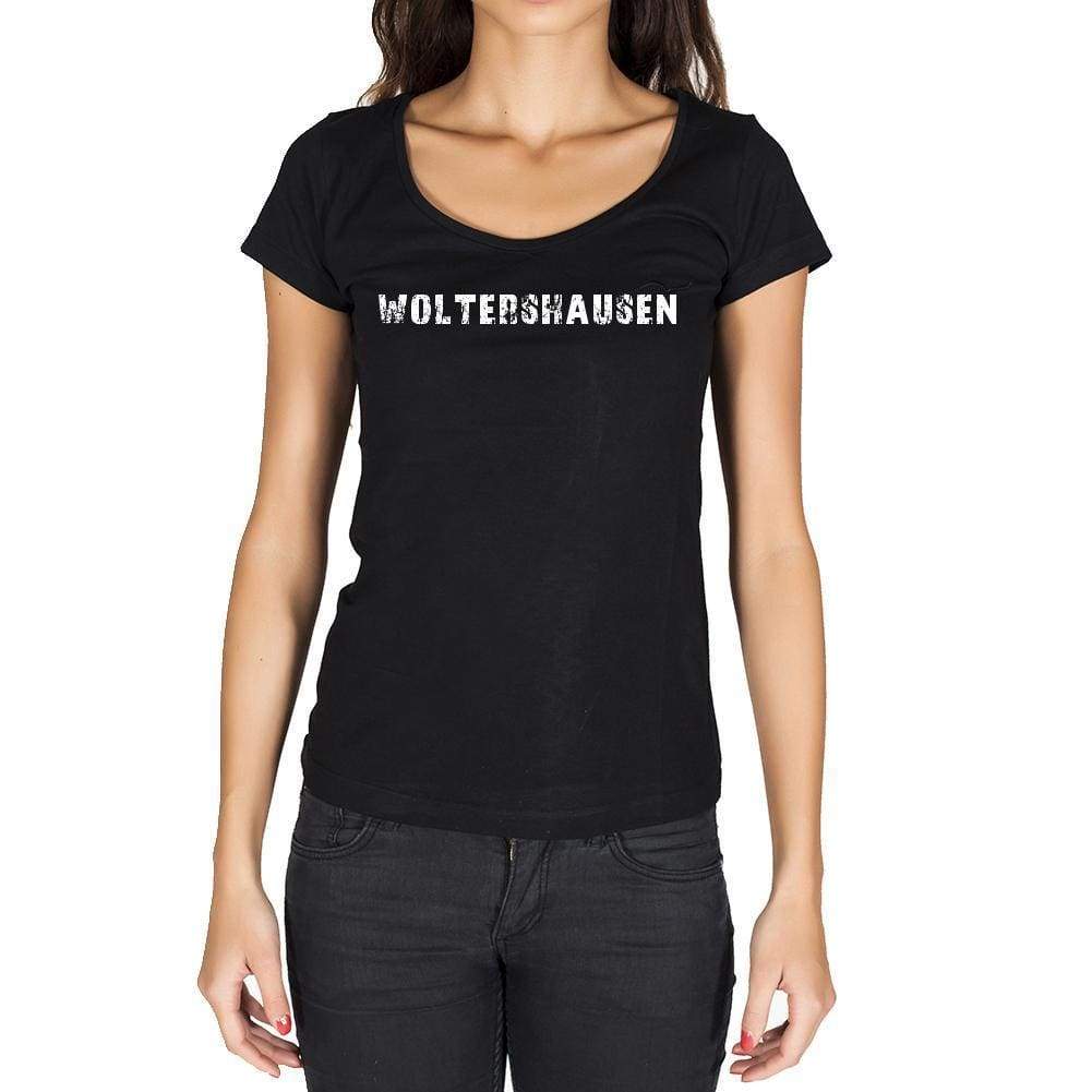 Woltershausen German Cities Black Womens Short Sleeve Round Neck T-Shirt 00002 - Casual