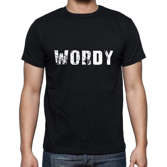 wordy Men's Short Sleeve Round Neck T-shirt , 5 letters Black , word 00006 - Ultrabasic